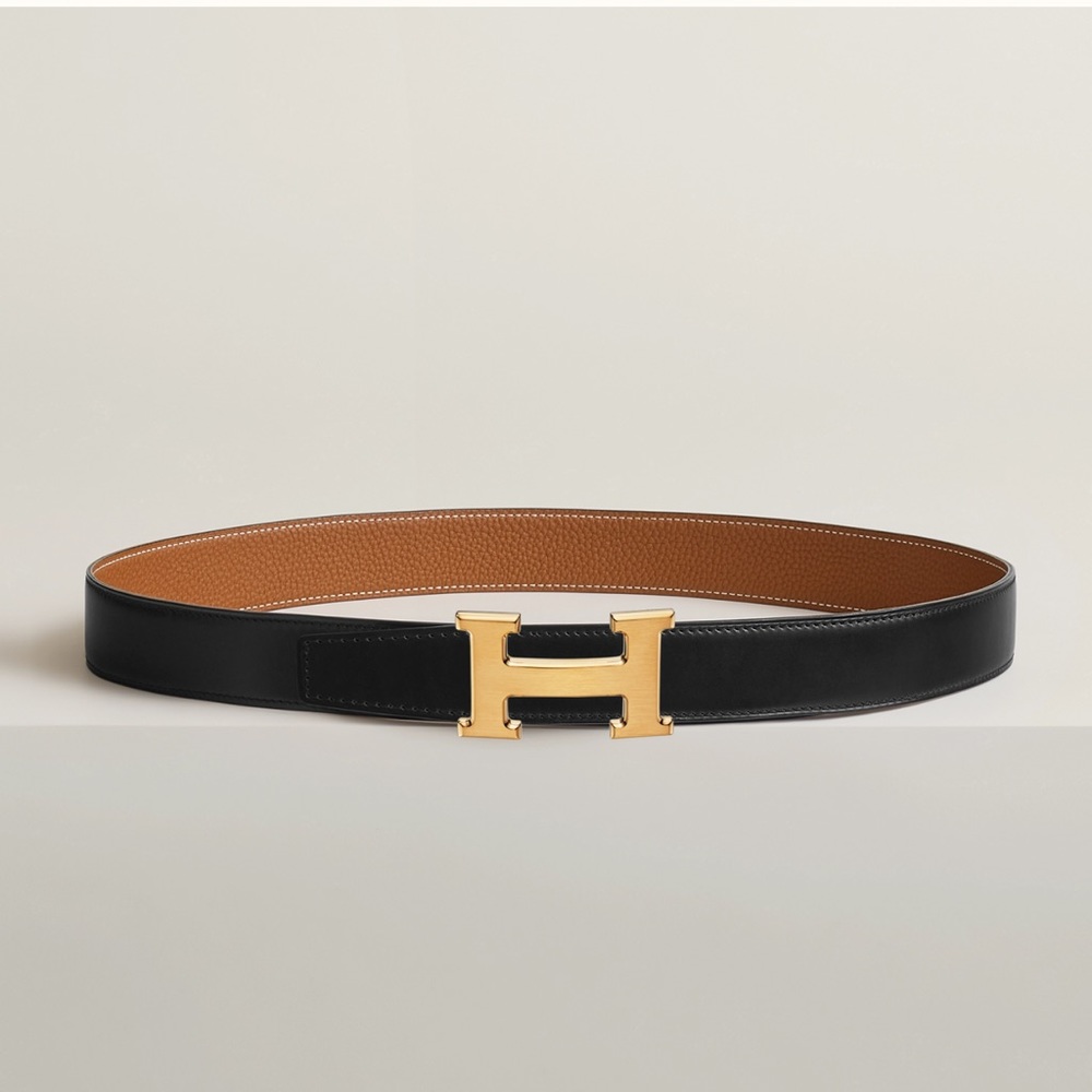 HERMES worn twice H belt buckle & Reversible leather strap 34 mm - Picture 2 of 8